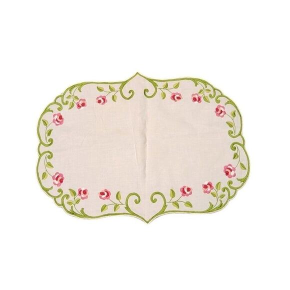 Unbranded Embroidered Floral Fabric Placemats Place Settings Set of 4 - Picture 1 of 2